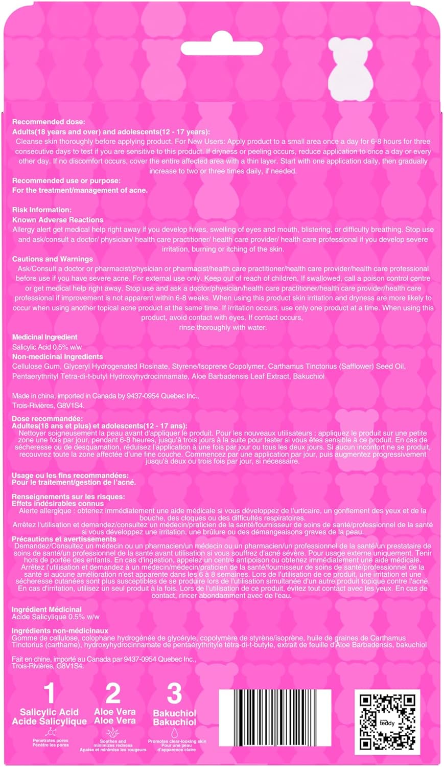Acne Treatment Patches | Sunny Teddy | 72 Pink Teddy Patches - Image 2
