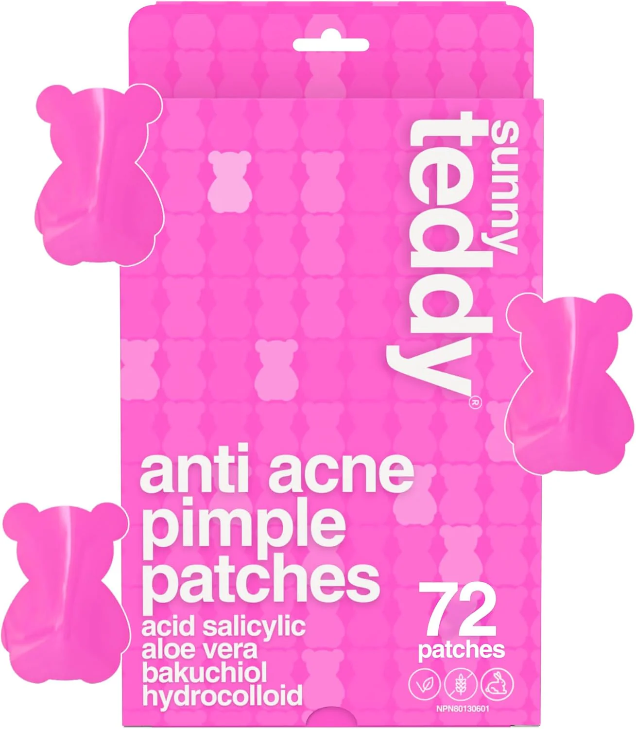 Acne Treatment Patches | Sunny Teddy | 72 Pink Teddy Patches - Image 4