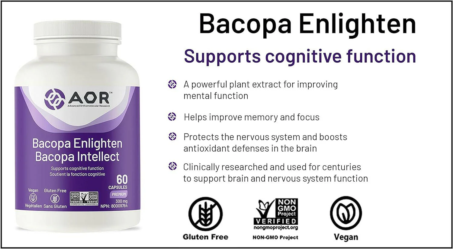 Bacopa Enlighten by AOR™ – Cognitive Function & Memory Support | 60 Capsules - Image 5