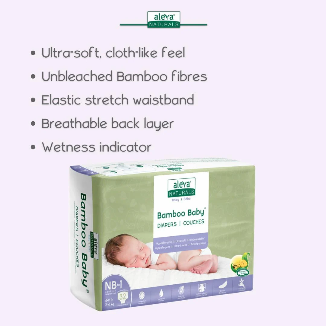 Bamboo Baby® Diapers by aleva® Naturals – Eco-Friendly, Chlorine-Free Baby Diapers | Various Sizes - Image 3