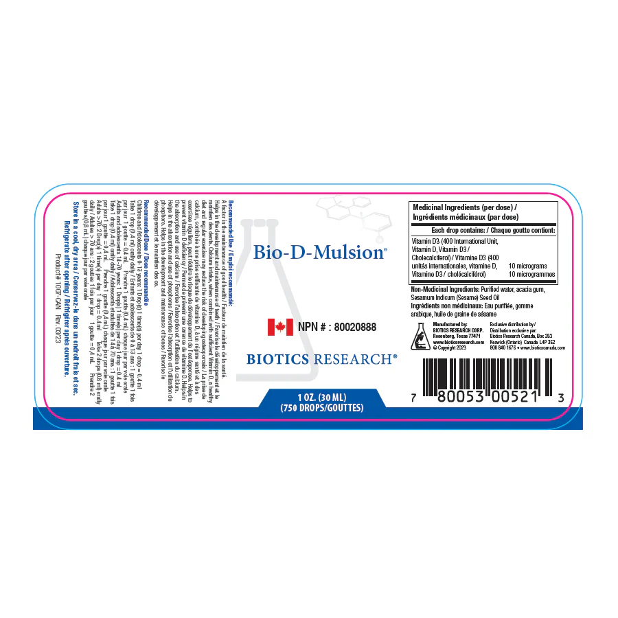 Bio-D-Mulsion by Biotics Research® – Vitamin D3 Emulsion Drops | 1 fl oz (30 mL) - Image 2