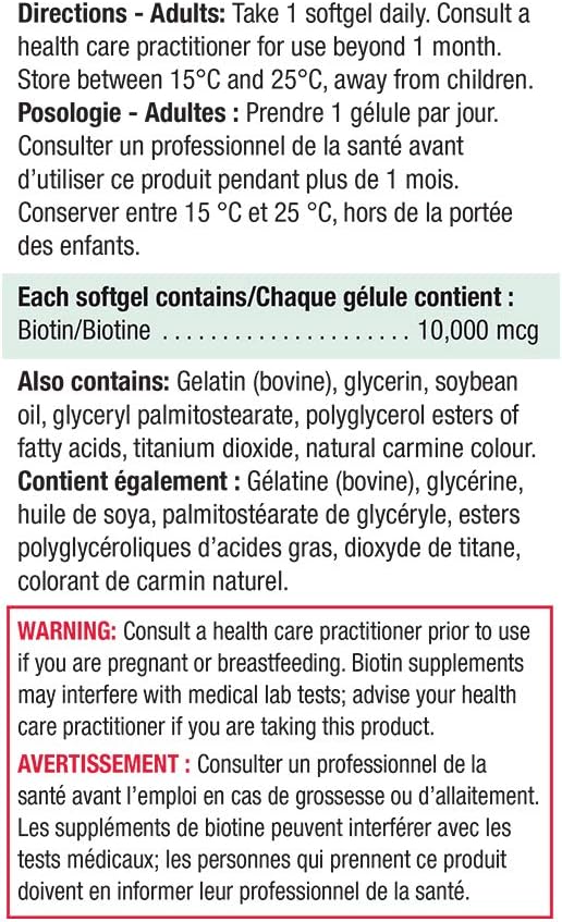 Biotin 10,000 mcg | Jamieson™ | 45 or 90 Softgels - Image 4