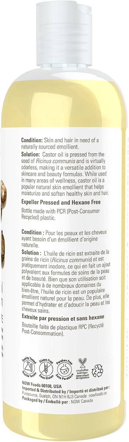 Castor Oil, Expeller Pressed by NOW® – Multi-Purpose Skin, Hair & Castor Oil Packs | 118 mL or 473 mL - Image 3