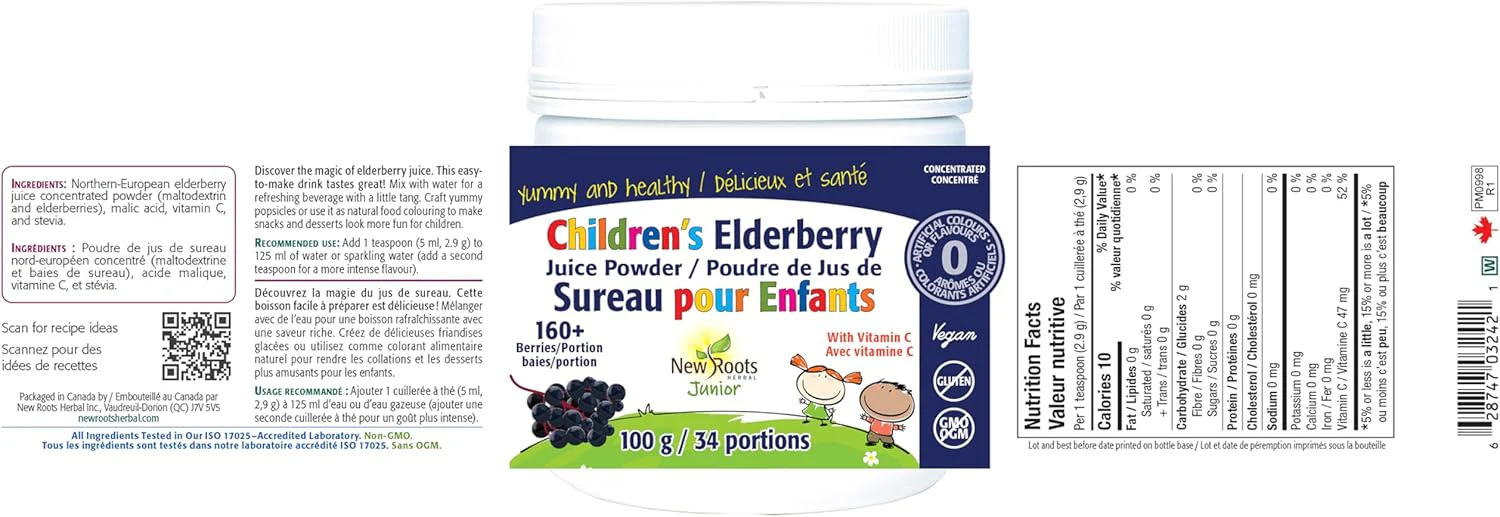 Children's Elderberry Juice Powder | New Roots HERBAL® | 100g-34 Servings - Image 6
