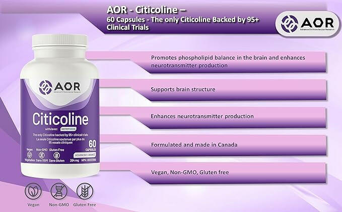 Citicoline by AOR™ – Cognitive & Memory Support | 60 Capsules - Image 5