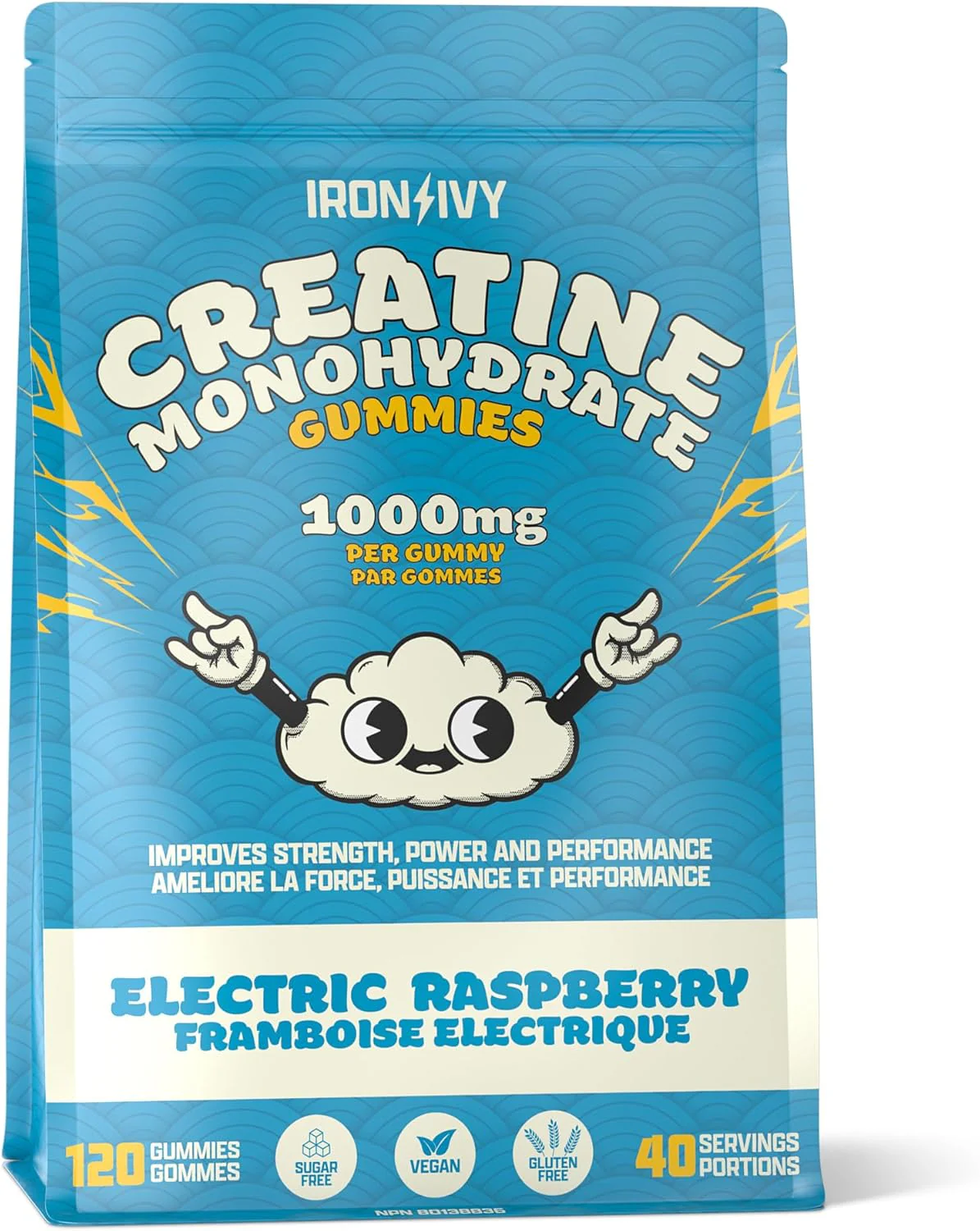 Creatine Monohydrate Gummies Electric Raspberry | Iron Ivy | 120 Count - Image 4