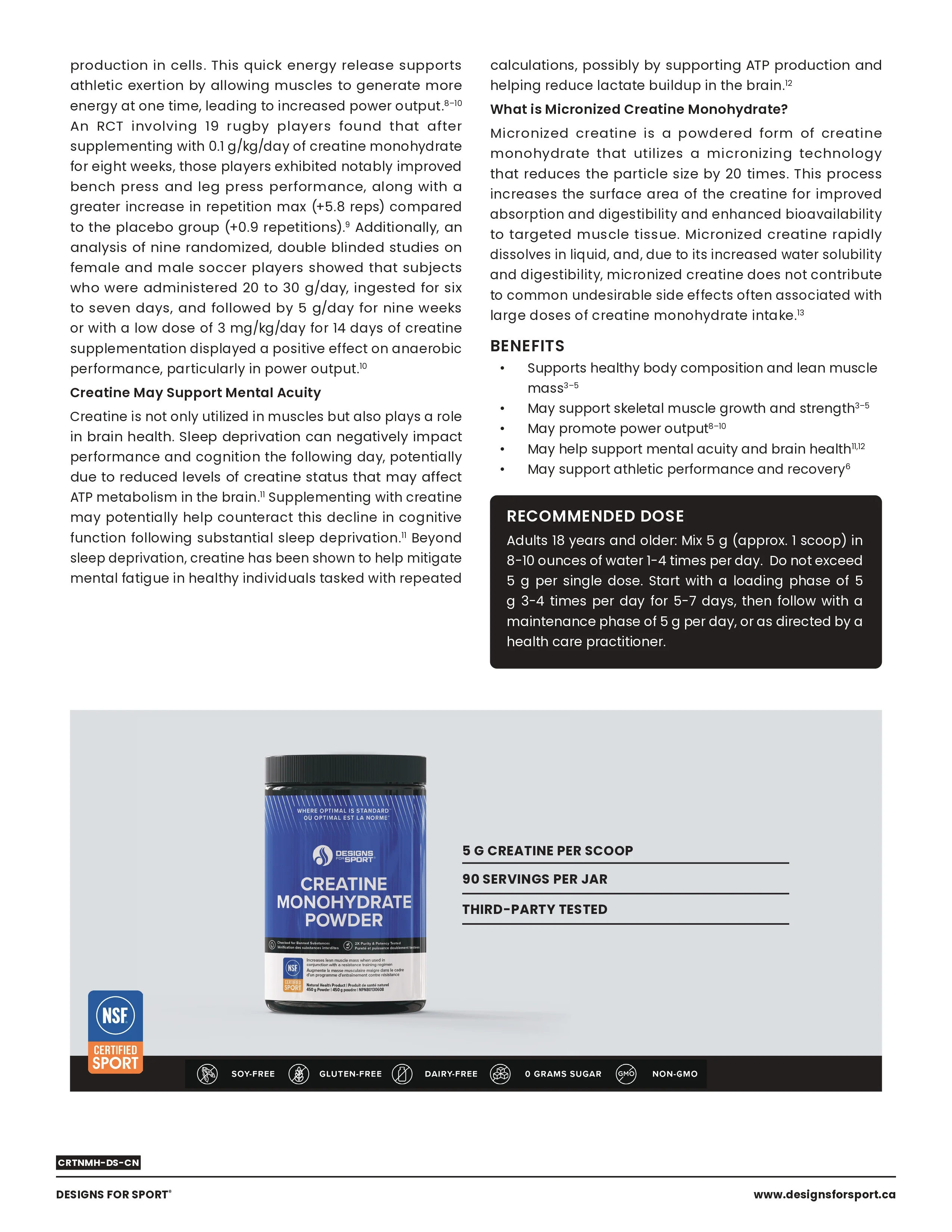 Creatine Monohydrate Powder | Designs for Sport® | 450 g (1 lb) - Image 9
