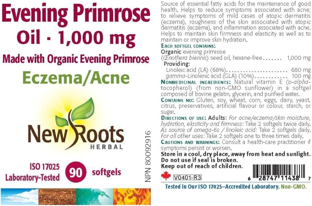 Evening Primrose Oil 1,000 mg | New Roots HERBAL® | 90 Softgels - Image 4
