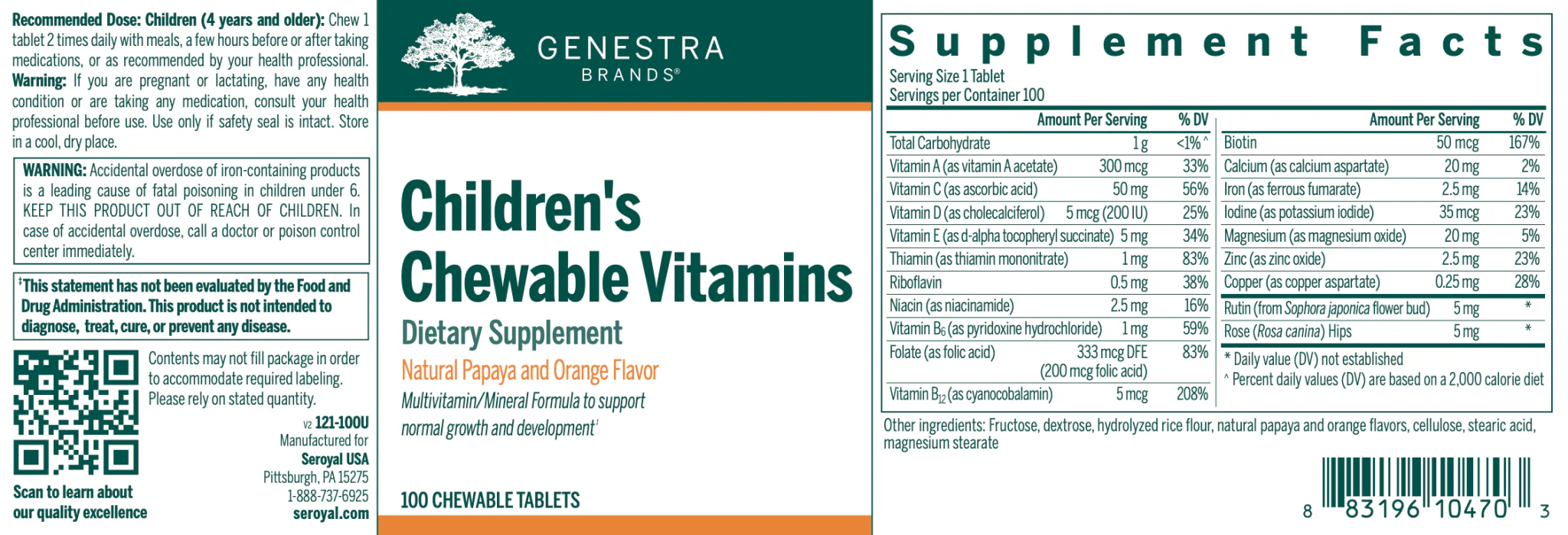 Children's Chewable Vitamins | Genestra Brands® | 100 Chewable Tablets - Image 7