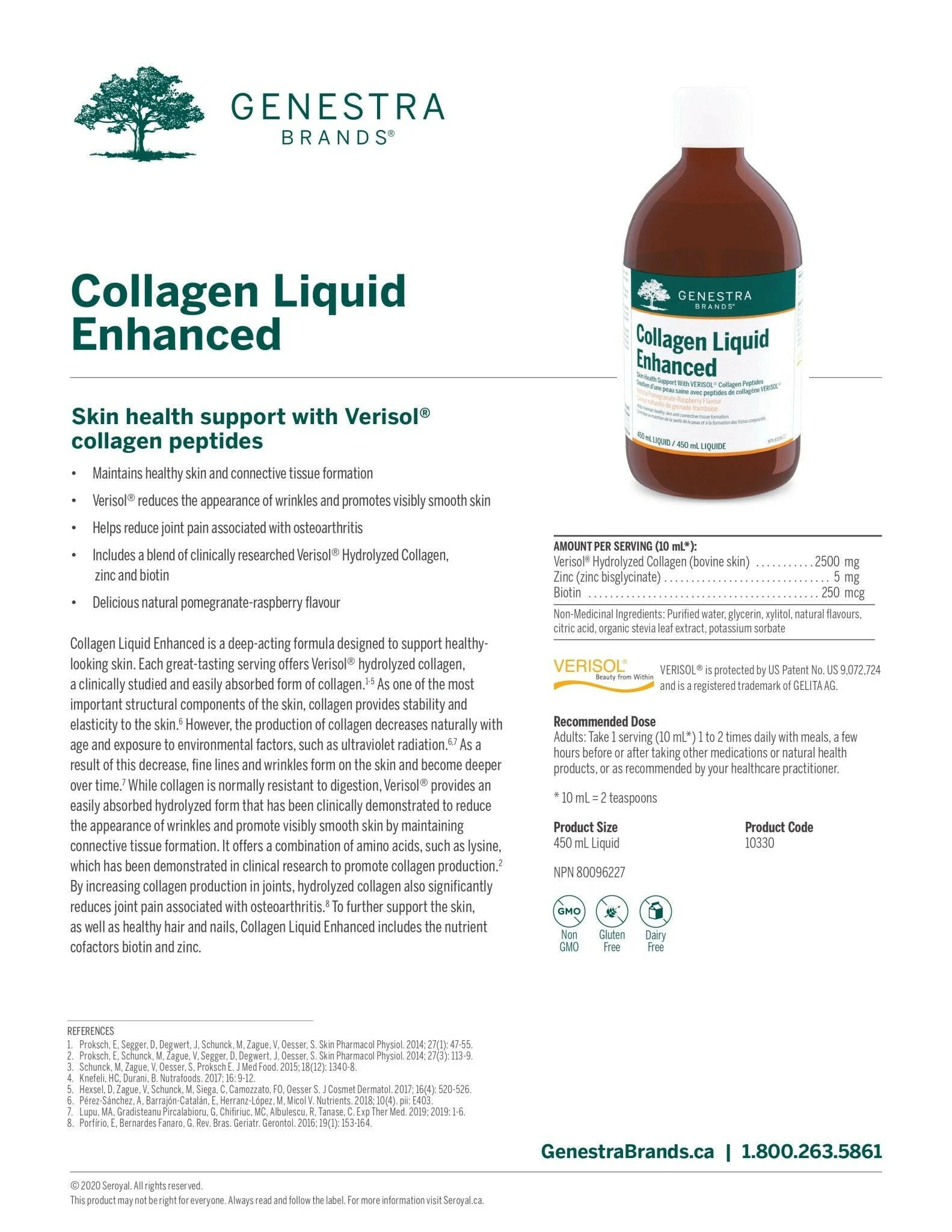 Collagen Liquid Enhanced by Genestra Brands – Skin Health Support with Verisol® Collagen | 450 mL - Image 4