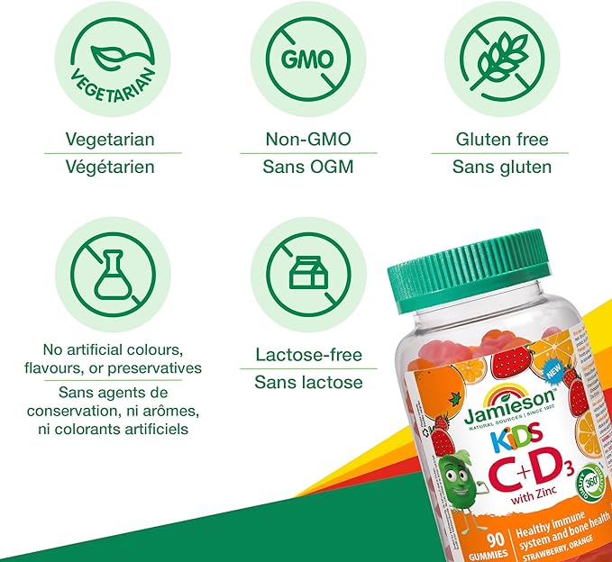 Kids Vitamin C+D3 Gummies with Zinc | Jamieson™ | 90 Gummies - Image 5