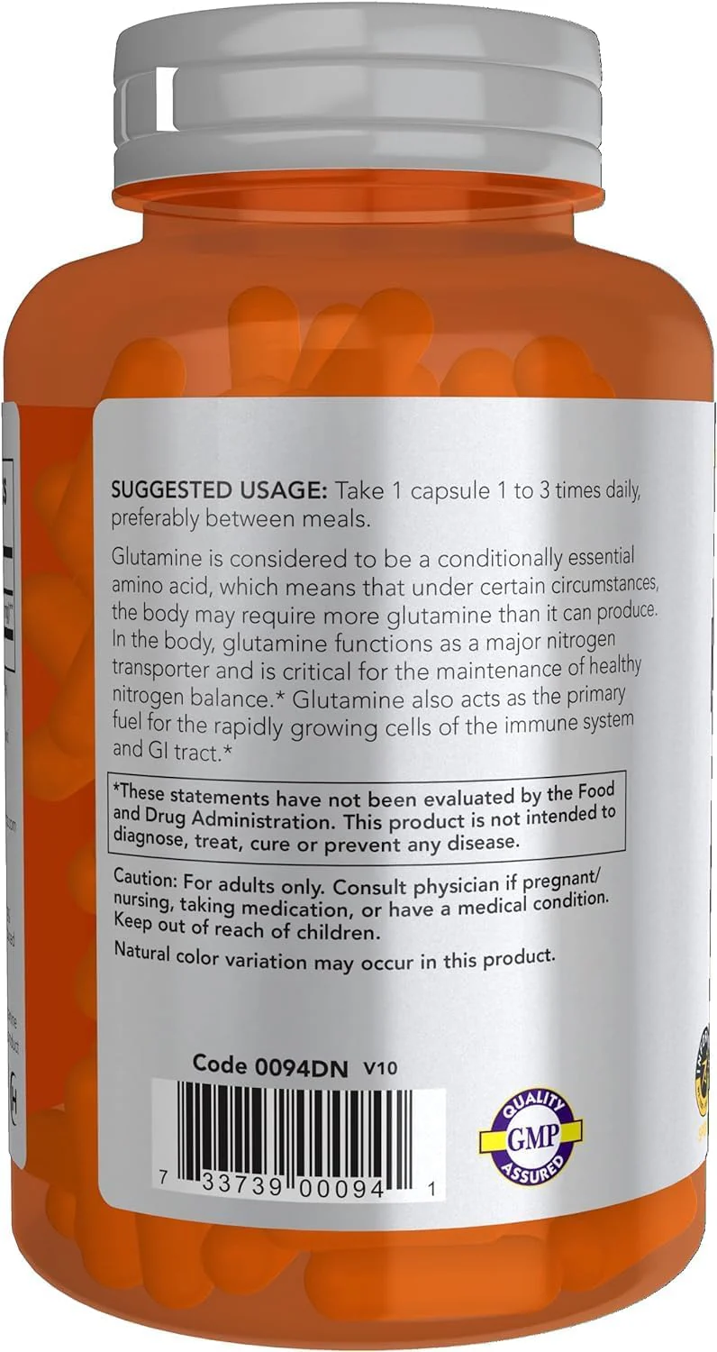 L-Glutamine 1000 mg | NOW® Sports | 120 Veg Capsules - Image 3