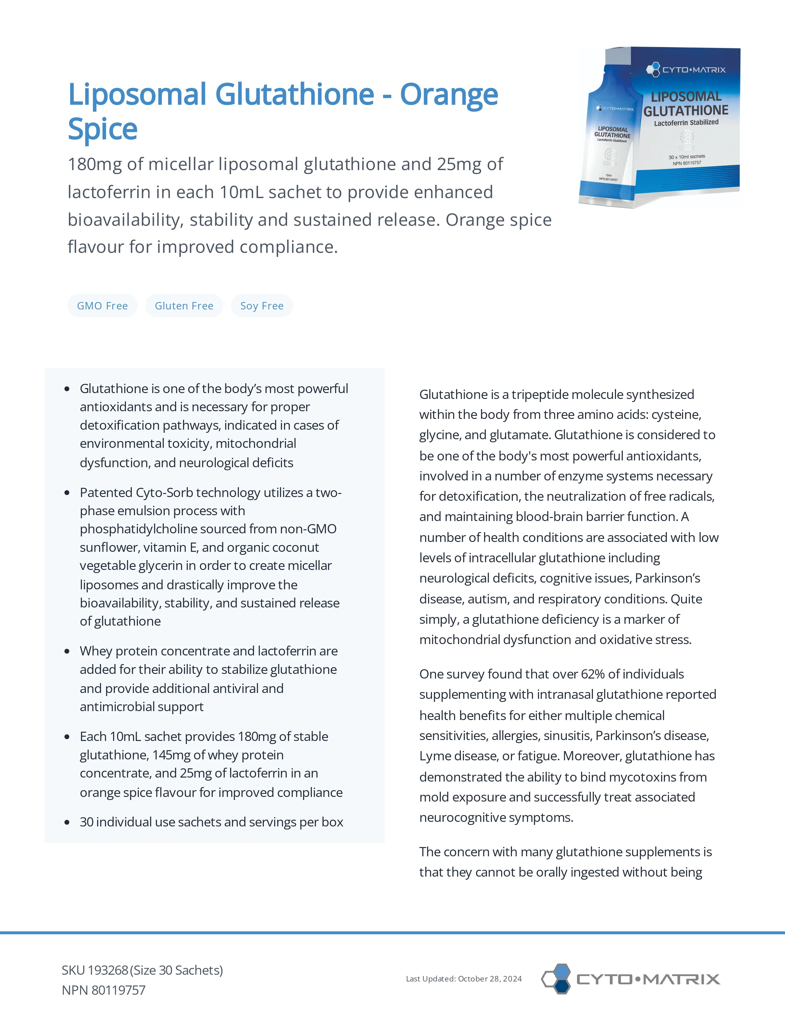 Liposomal Glutathione | Cytomatrix® | 30 Sachets - Image 2