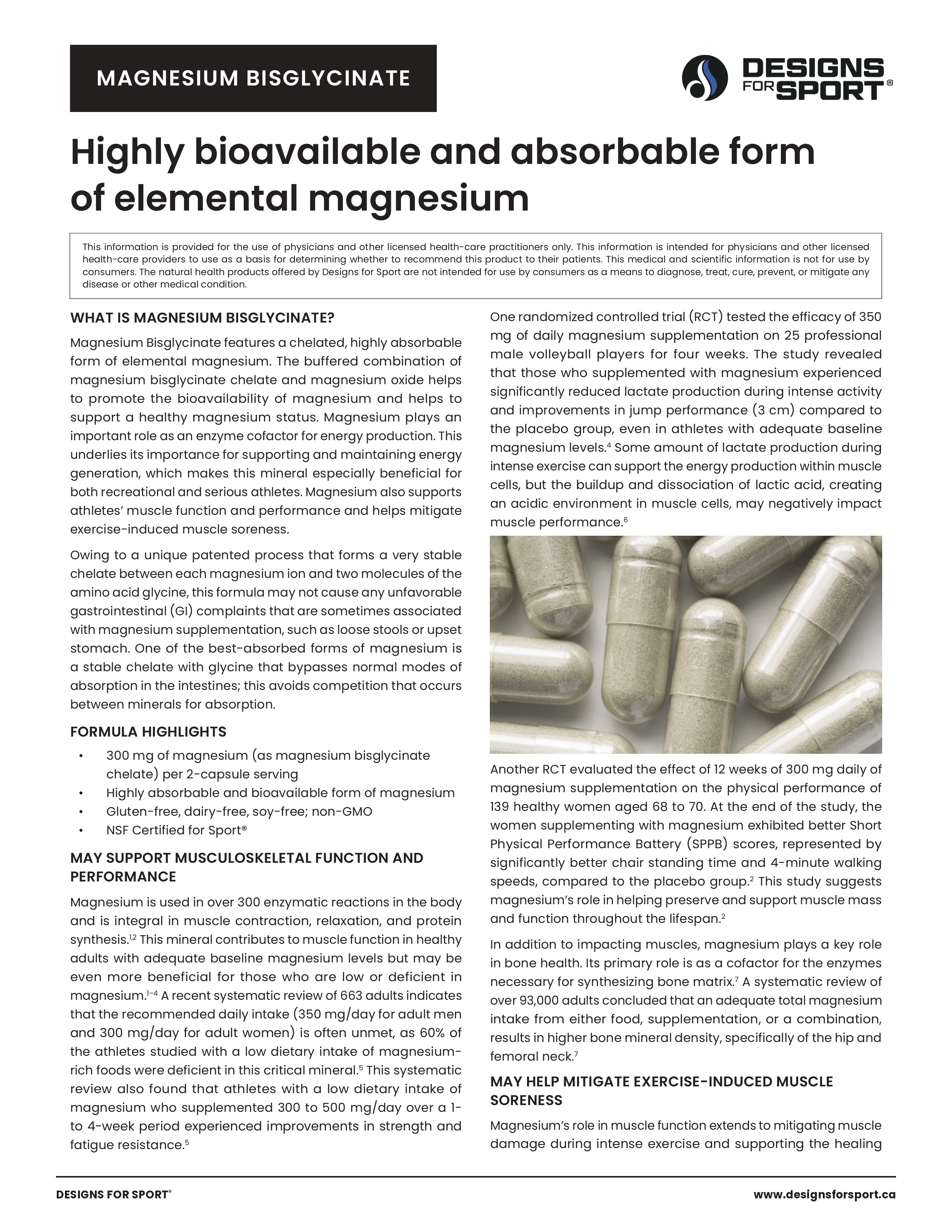 Magnesium Bisglycinate  | Designs for Sport® | 120 Capsules - Image 3