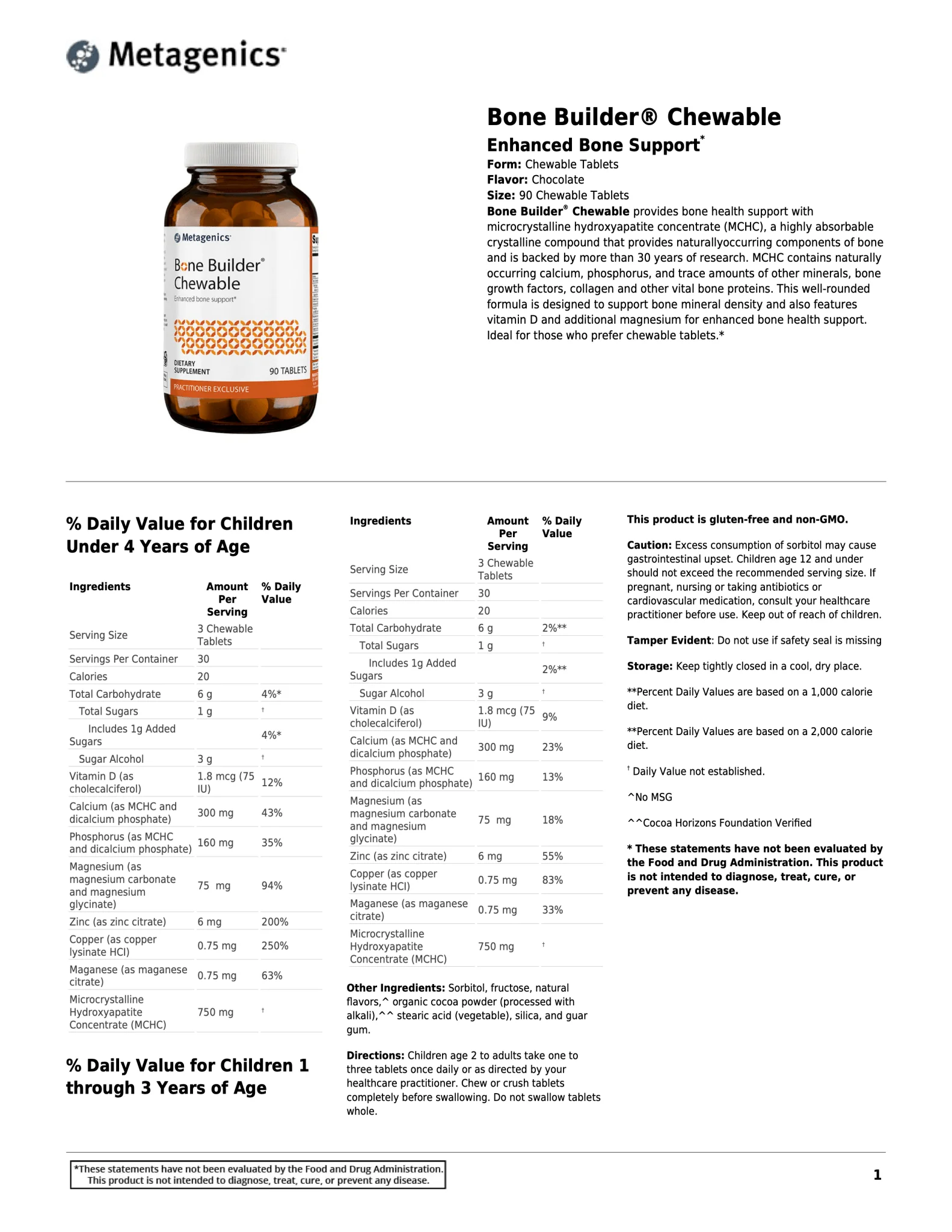 Bone Builder™ Chewable | Metagenics® | 90 Tablets - Image 3