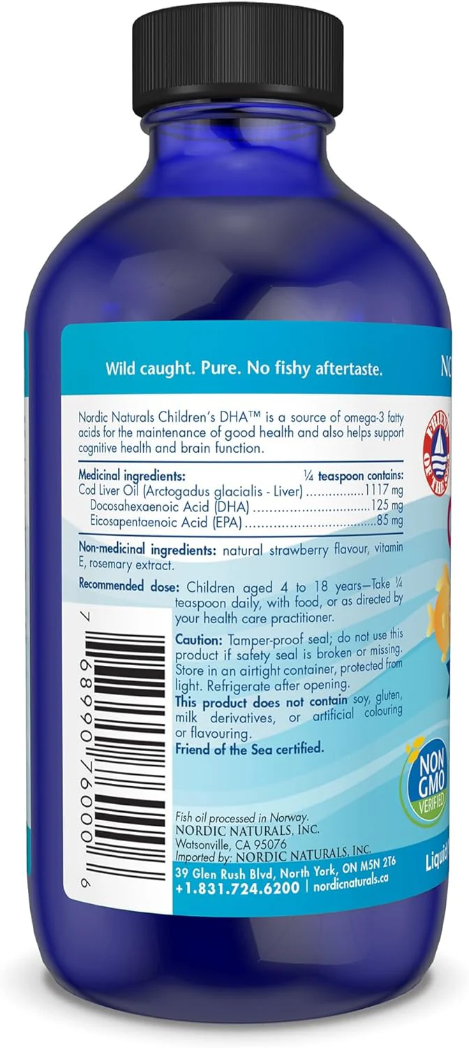 Children’s DHA Liquid Strawberry by Nordic Naturals® – Omega-3 DHA for Brain & Development | 119 mL or 217 mL - Image 3