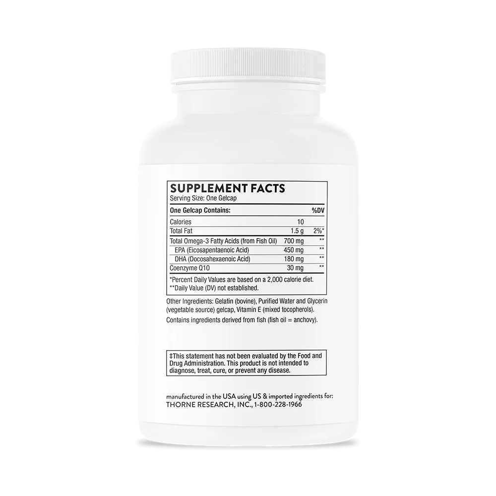 Omega-3 with CoQ10 by Thorne® – Heart, Mitochondrial & Cardiovascular Support | 90 Capsules - Image 2