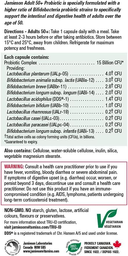 Adult 50+ Probiotic Complex | Jamieson™ | 30 Vegetarian Capsules - Image 6