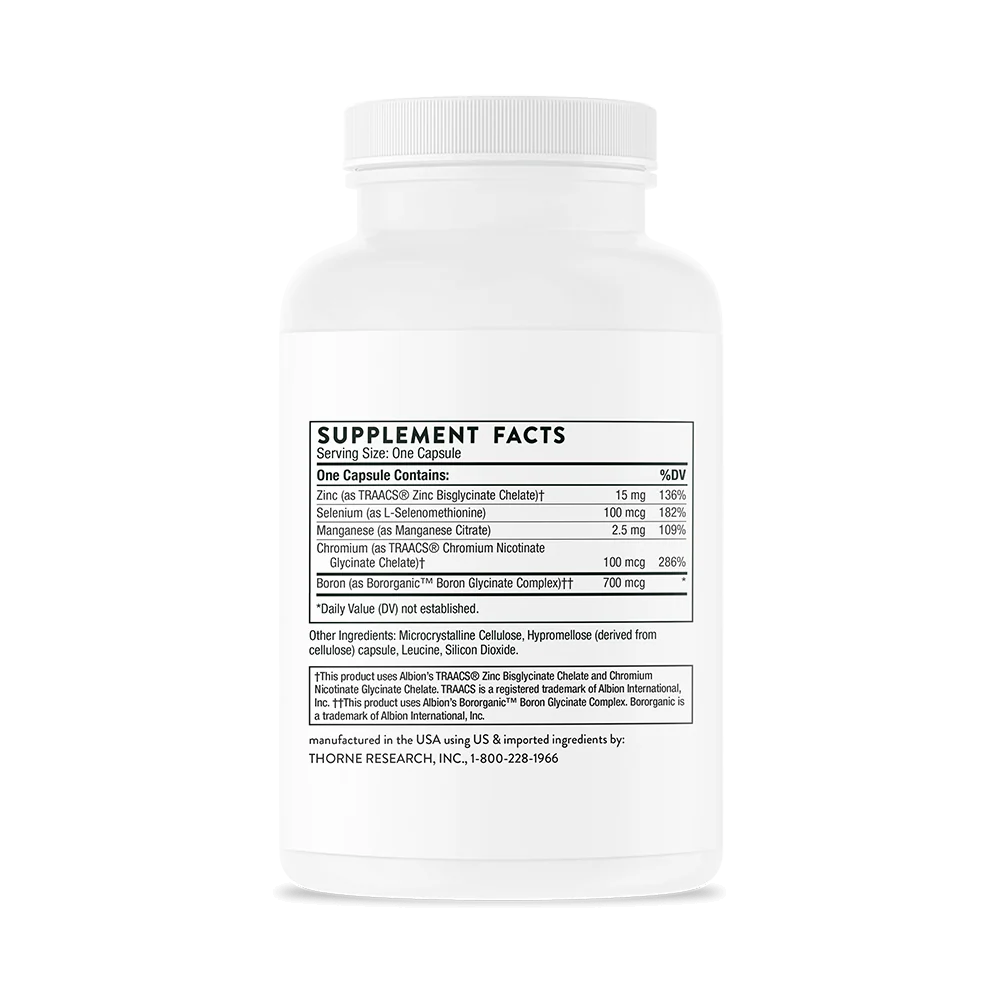 Trace Minerals by Thorne® – Chelated Zinc, Selenium & Trace Mineral Complex | 90 Capsules - Image 2