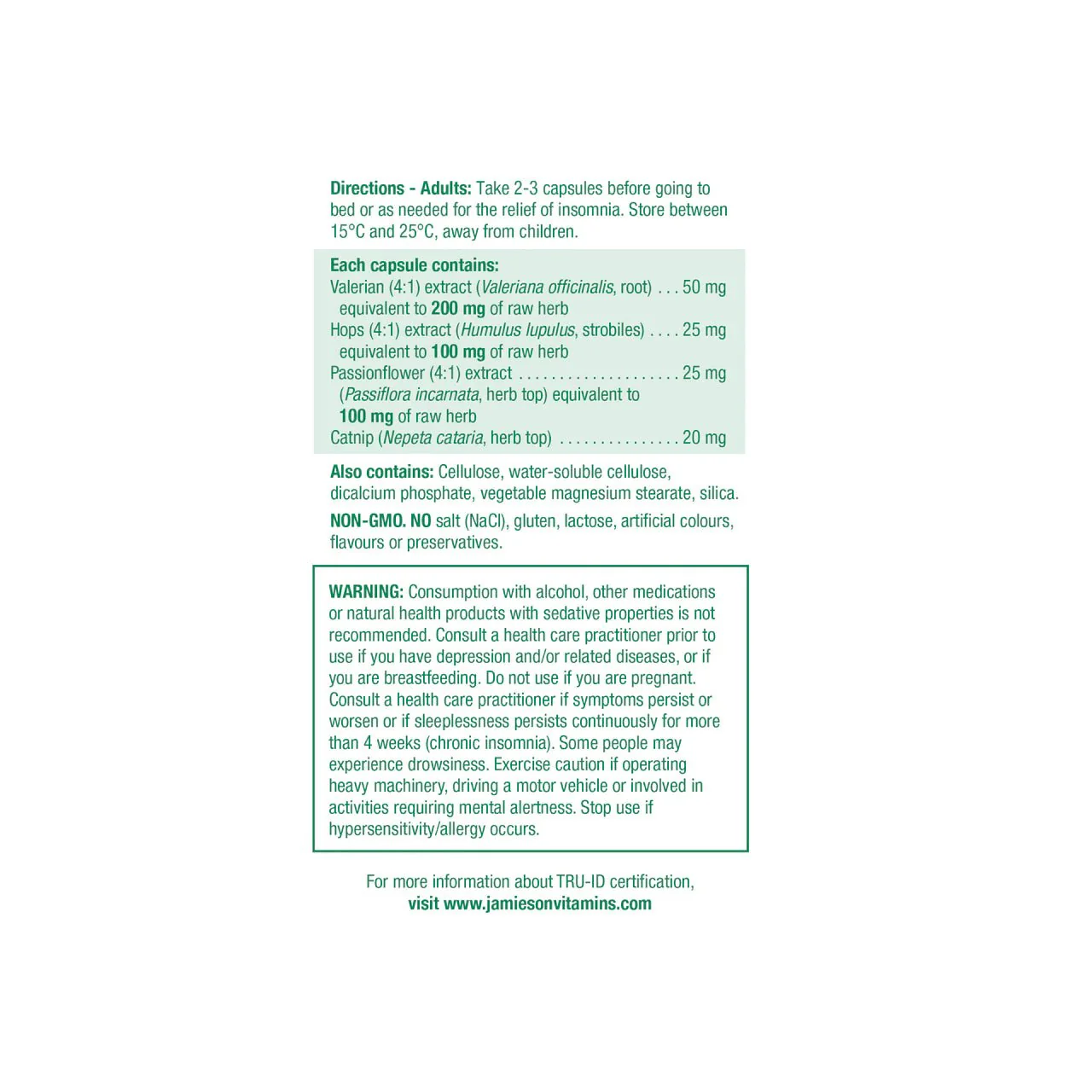 Valerian Herbal Complex | Jamieson™ | 60 Vegetable Capusles - Image 6